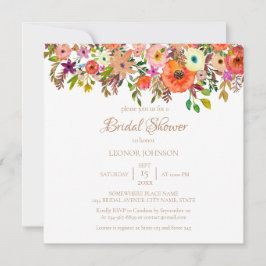 Bohemen Waterverf Bridal Shower Invitation Kaart