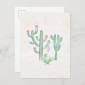 Bohemen Waterverf Cactus Briefkaart (Voorkant / Achterkant)