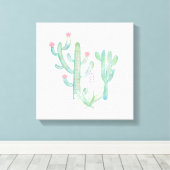 Bohemen Waterverf Cactus Canvas Afdruk (Insitu (Houten vloer))