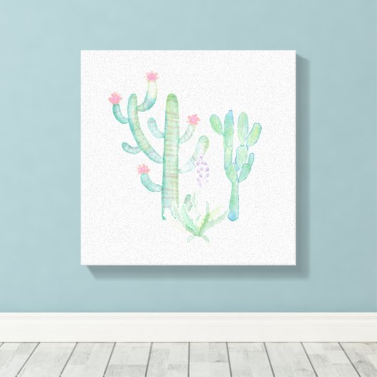 Bohemen Waterverf Cactus Canvas Afdruk (Insitu (Houten vloer))