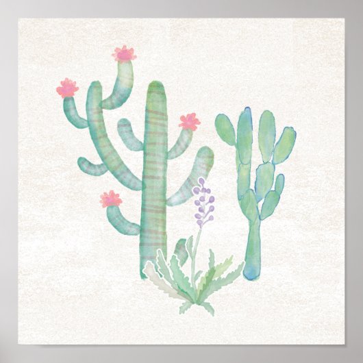Bohemen Waterverf Cactus Poster (Voorkant)