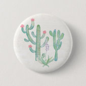 Bohemen Waterverf Cactus Ronde Button 5,7 Cm (Voorkant)