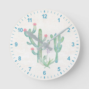 Bohemen Waterverf Cactus Ronde Klok