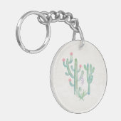 Bohemen Waterverf Cactus Sleutelhanger (Voorkant Links)