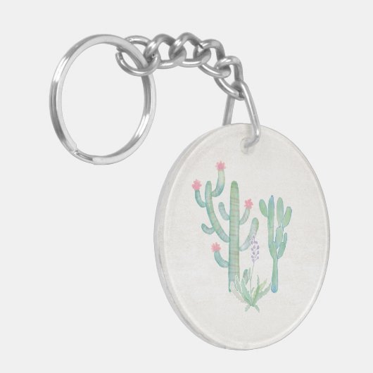 Bohemen Waterverf Cactus Sleutelhanger (Voorkant Links)