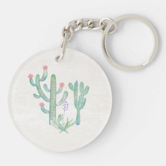 Bohemen Waterverf Cactus Sleutelhanger (Achterkant)