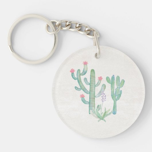 Bohemen Waterverf Cactus Sleutelhanger (Voorkant)