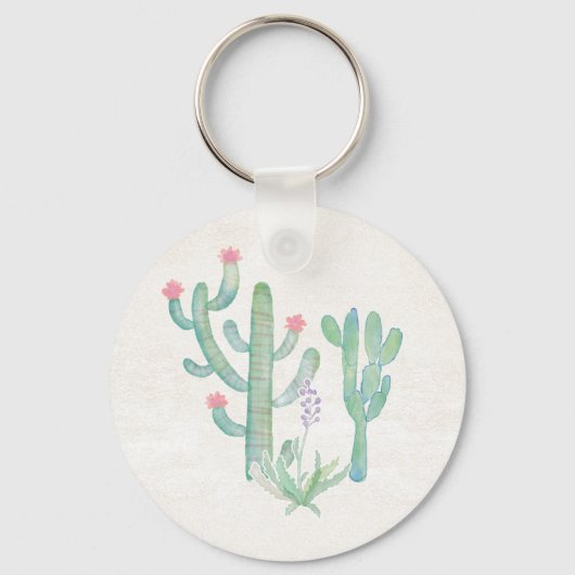 Bohemen Waterverf Cactus Sleutelhanger (Voorkant)