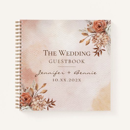 Bohemen Waterverf Floral Flower Fall Wedding Notitieboek (Voorkant)