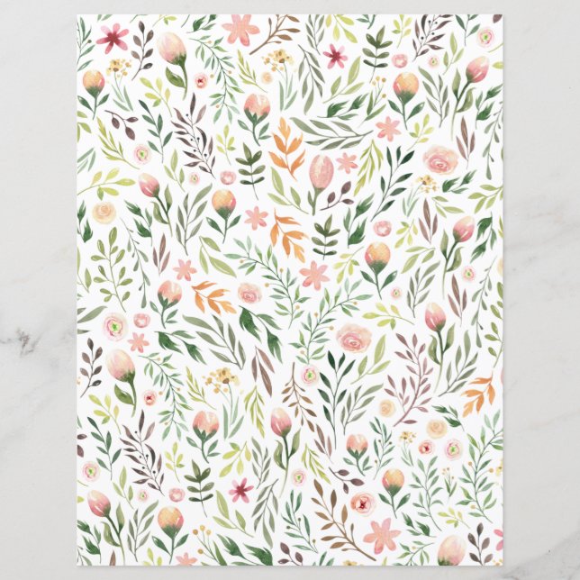 Bohemen Waterverf Leaves en Flowers (Voorkant)