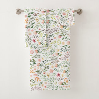 Bohemen Waterverf Leaves en Flowers Bad Handdoek