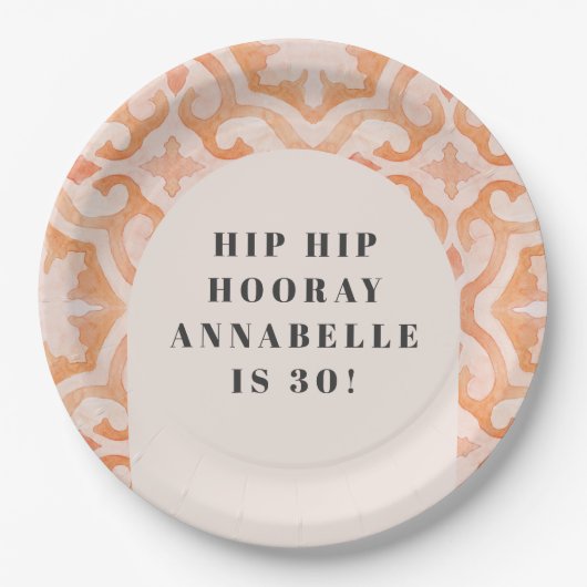 Bohemen waterverf pastel moroccan pap papieren bordje (Voorkant)