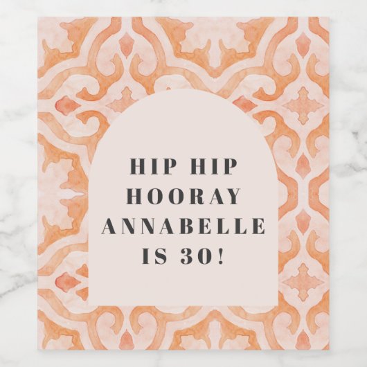 Bohemen waterverf pastel moroccan pap wijn etiket (Enkel label)