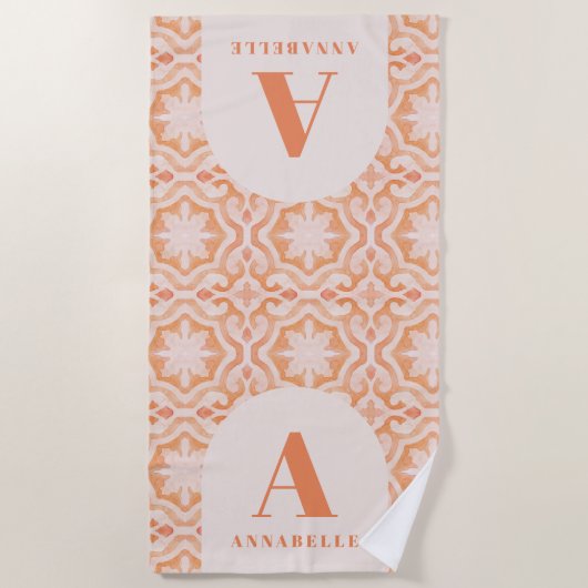 Bohemen waterverf pastel moroccan perzikroze strandlaken (Voorkant)