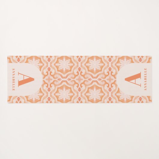 Bohemen waterverf pastel moroccan perzikroze yogamat (Achterkant (horizontaal))