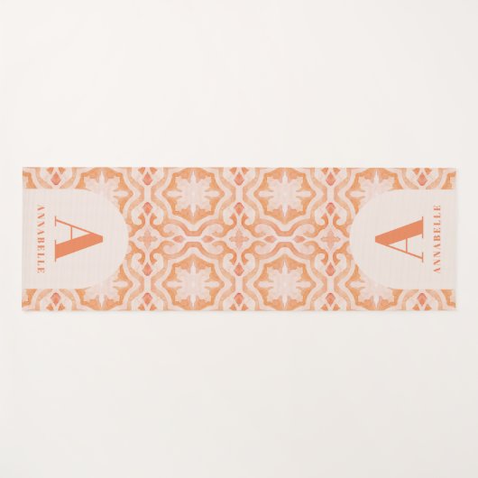 Bohemen waterverf pastel moroccan perzikroze yogamat (Voorkant (horizontaal))