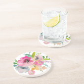 Bohemen Waterverf Pastel Rozen Zandsteen Onderzetter (Zijkant)