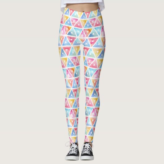 Bohemen Waterverf Triangles Leggings (Voorkant)