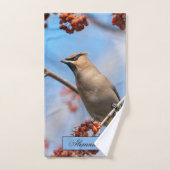 Bohemen Waxwing, Sky Background Bad Handdoek (Handdoek)