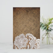 bohemen - western land - burlap en kant briefpapier (Staand voorkant)