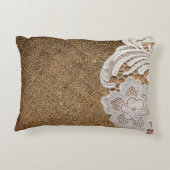 bohemen - western land - burlap en kant decoratief kussen (Achterkant)