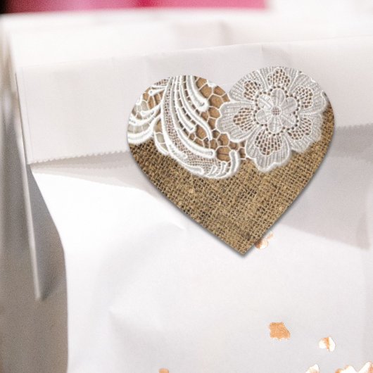 bohemen - western land - burlap en kant hart sticker