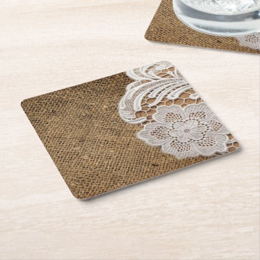 bohemen - western land - burlap en kant kartonnen onderzetters (Schuin)