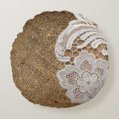 bohemen - western land - burlap en kant rond kussen (Voorkant)