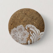 bohemen - western land - burlap en kant ronde button 5,7 cm (Voorkant)
