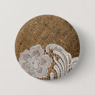 bohemen - western land - burlap en kant ronde button 5,7 cm