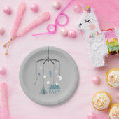 Bohemen Wieg Mobile Modern Baby shower Blue Papieren Bordje (Feest)