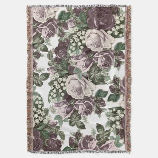 bohemen witte bruine rotsroos floral deken (Voorkant Verticaal)