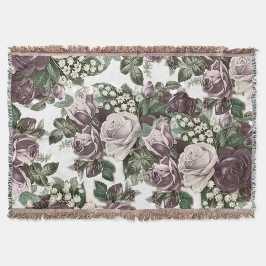 bohemen witte bruine rotsroos floral deken (Voorkant)