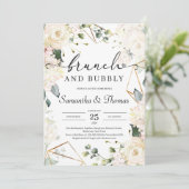 Bohemen witte rozen eucalyptus goudbrunch kaart (Staand voorkant)