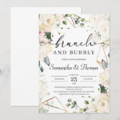 Bohemen witte rozen eucalyptus goudbrunch kaart (Voorkant / Achterkant)