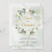 Bohemen witte rozen florale groenbladeren kaart (Voorkant)