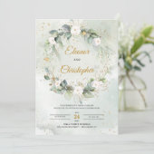 Bohemen witte rozen florale groenbladeren kaart (Staand voorkant)