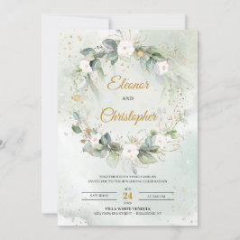 Bohemen witte rozen florale groenbladeren kaart