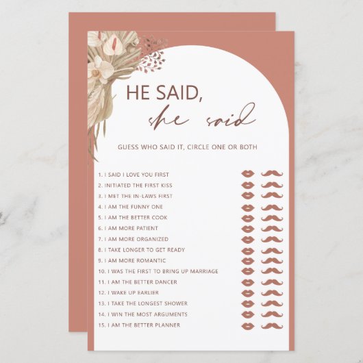 Bohemen zei dat ze vrijgezellenfeest game zei (Voorkant / Achterkant)