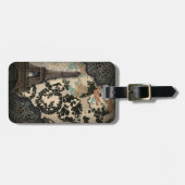 bohemen zwarte florale parijs eiffeltoren bagagelabel (Voorkant horizontaal)