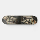 bohemen zwarte florale  parijs eiffeltoren skateboard (Horizontaal)