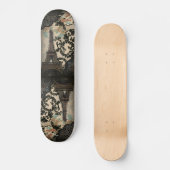 bohemen zwarte florale  parijs eiffeltoren skateboard (Voorkant)