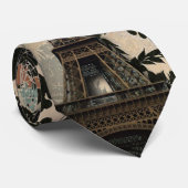 bohemen zwarte florale  parijs eiffeltoren stropdas (Opgerold)