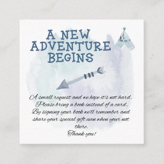 Bohemens Boys Baby shower Book for Baby insert Informatiekaartje (Voorkant)