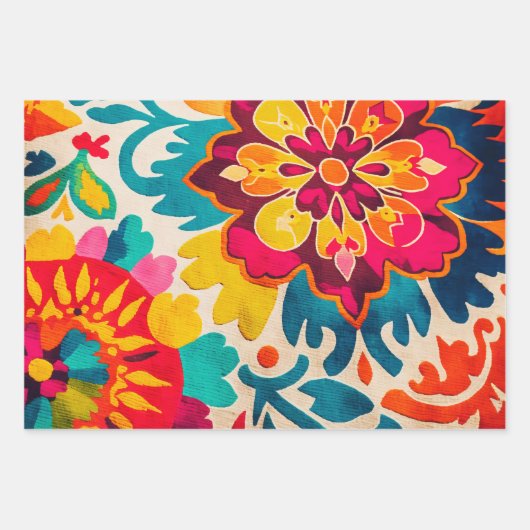 BOHEMIA 3 vellen van mooie boho-stijl giftwrap (Voorkant)