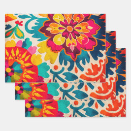 BOHEMIA 3 vellen van mooie boho-stijl giftwrap