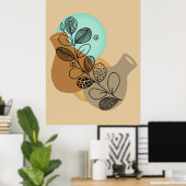BOHEMIAANS ABSTRACT MINIMALISTISCH MET ZWARTE BLAA POSTER (Thuiskantoor)
