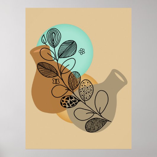 BOHEMIAANS ABSTRACT MINIMALISTISCH MET ZWARTE BLAA POSTER (Voorkant)