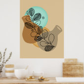 BOHEMIAANS ABSTRACT MINIMALISTISCH MET ZWARTE BLAA POSTER (Keuken)