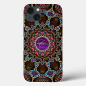Bohemiaanse boomkunst monogram Case-Mate iPhone case (Achterkant)